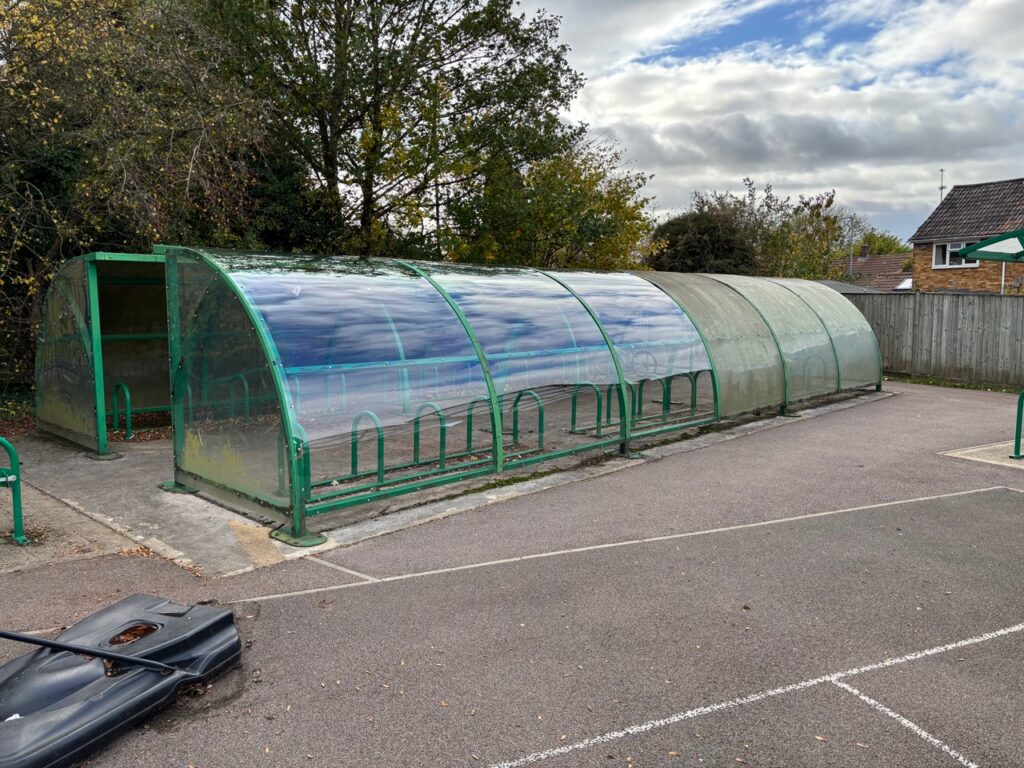 cycle shelters that have had some panels replaced