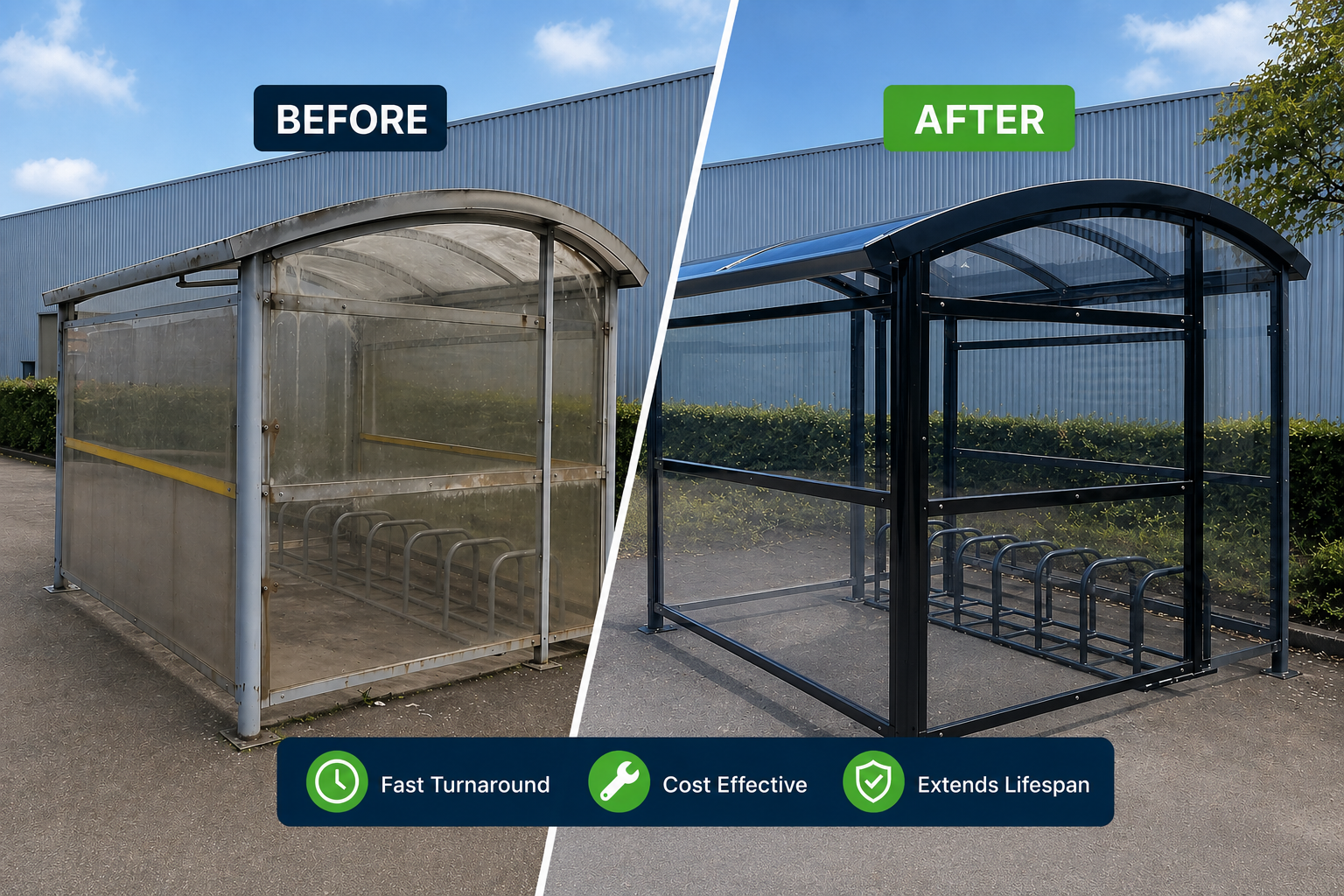 Before and after Shelter Refurbishment