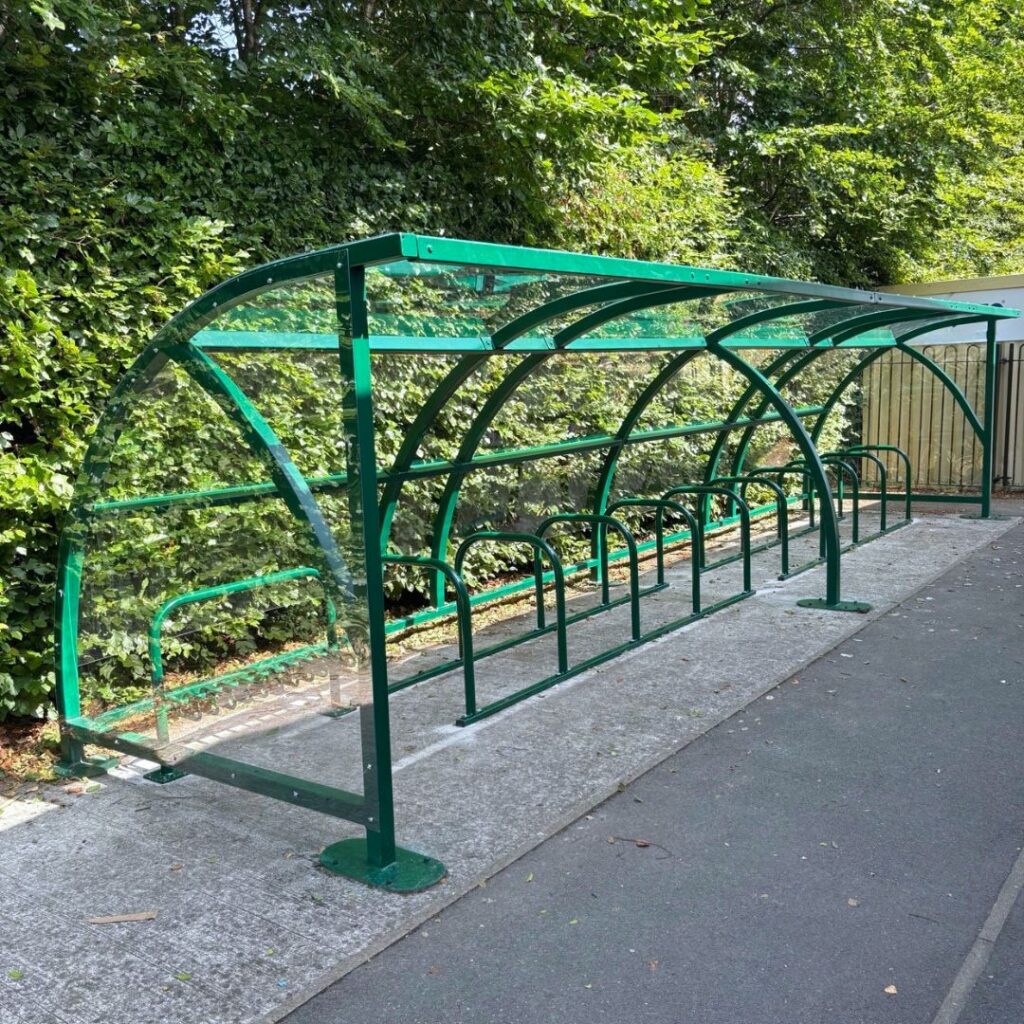 bike shelter at primary school after refurbishment