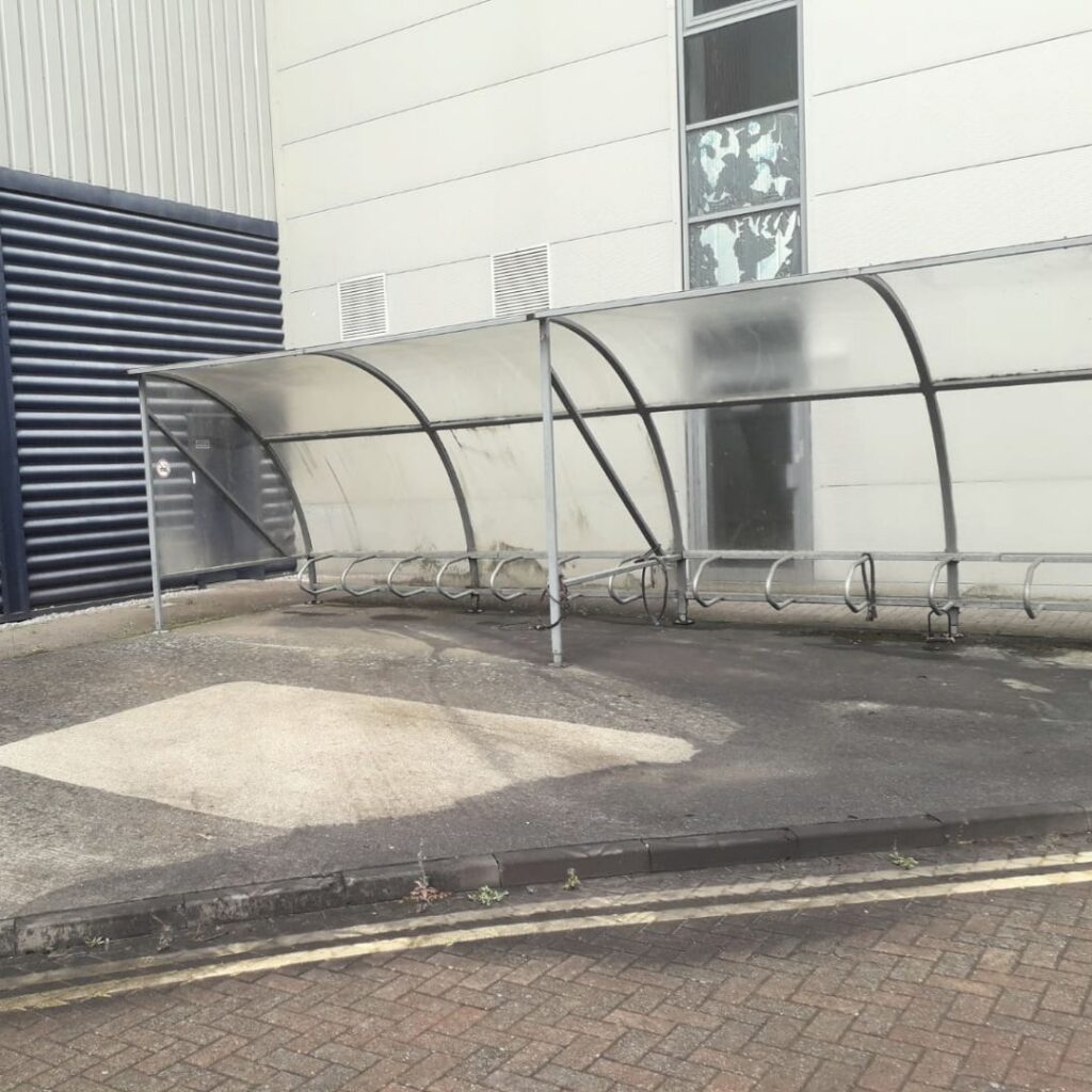 bike shelter in need of refurbishment