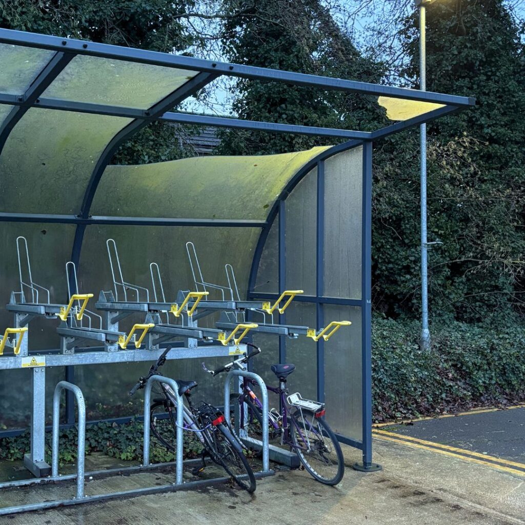 NHS cycle shelter before refurbishment